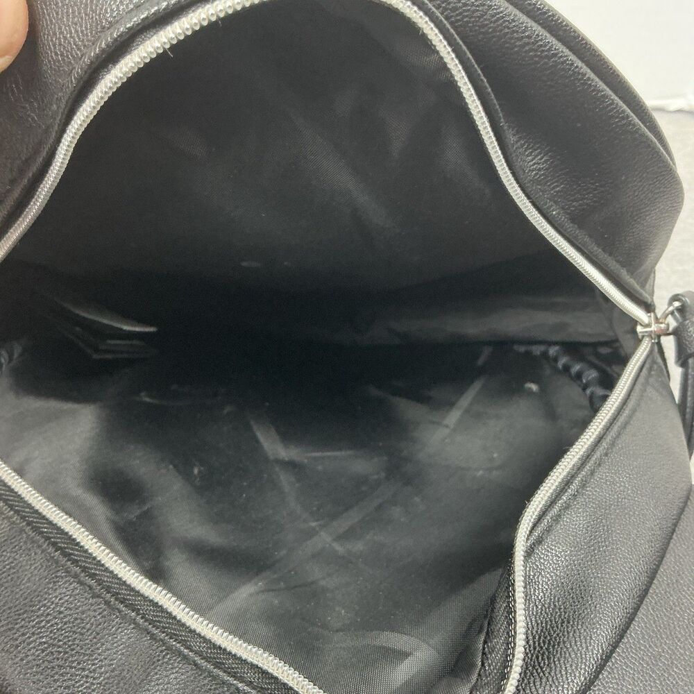Disney Mickey Mouse Mini Backpack Black Faux Leather Ears Embossed Face - Picture 3 of 7